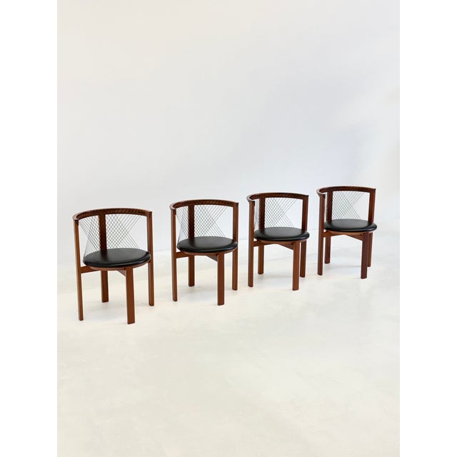 Mid-Century Modern String Chairs by Niels Jørgen Haugesen for Tranekær Furniture, 1970s, Set of 4 For Sale - Image 3 of 18