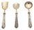 Set of Dessert Spoons with Embossed Silver Handles, Set of 3 For Sale