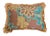 Large Rectangular Brown and Turquoise Floral Pillow With Jute Raffia Fringe For Sale