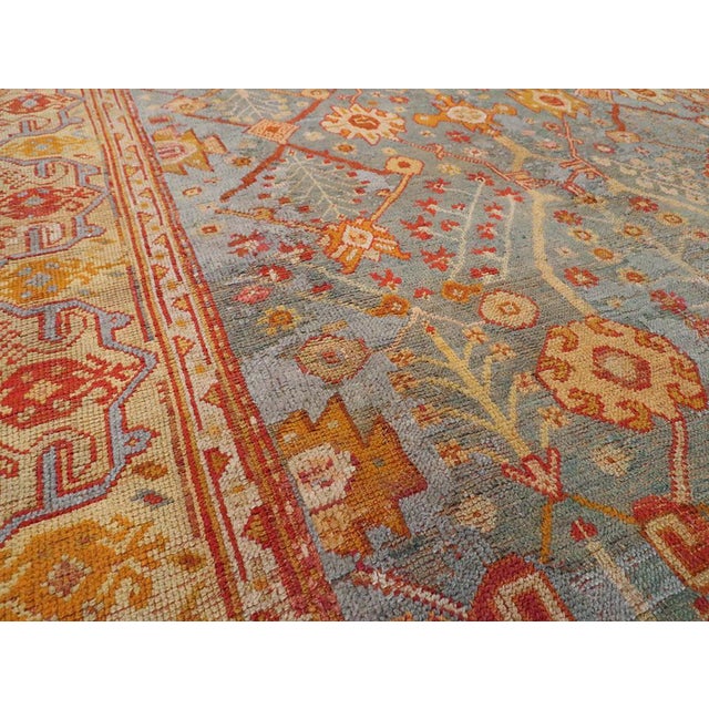 Rustic Galerie Shabab Collection Early 20th Century Turkish Oushak Room Size Carpet For Sale - Image 3 of 7