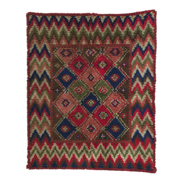 Vintage Finnish Rya Ryijy Rug - 04'07 X 05'09 For Sale