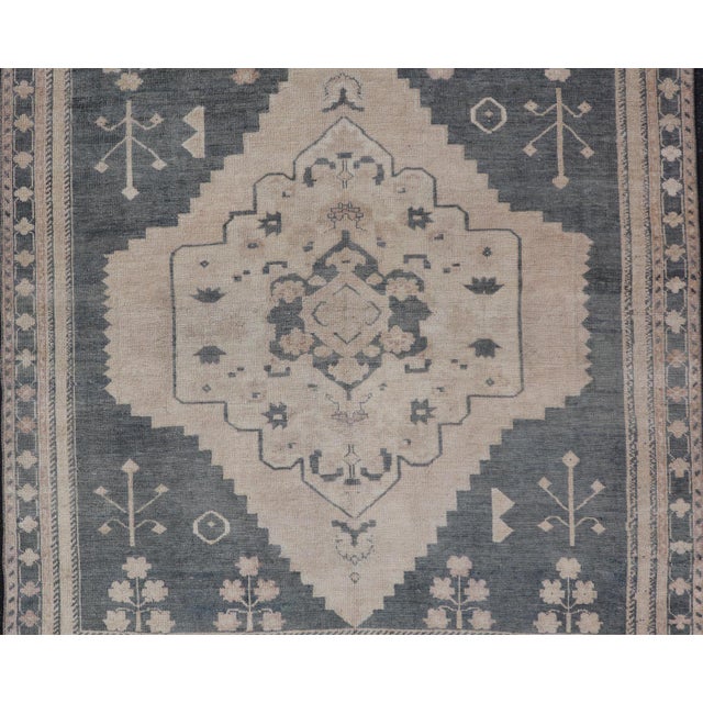 Measures: 5'1 x 6'4 Vintage Turkish Oushak Rug With Elegant Gray and Soft Beige Motifs 5'1 x 6'4. Keivan Woven Arts / Rug...