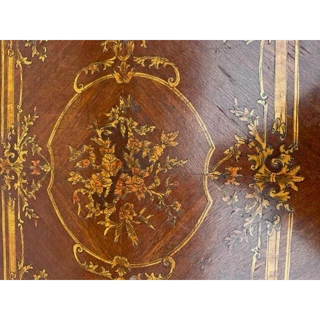Early 20th Century Early 20th Century Antique French Inlaid Game Table With Green Felt For Sale - Image 5 of 6
