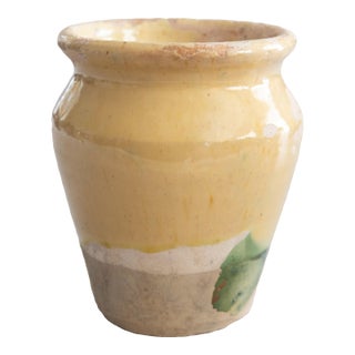 19th Century French Yellow Glazed Confit Pot For Sale