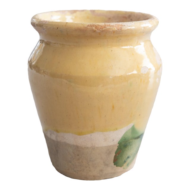 Petite 19th Century French Yellow Glazed Confit Pot Crock Vase For Sale