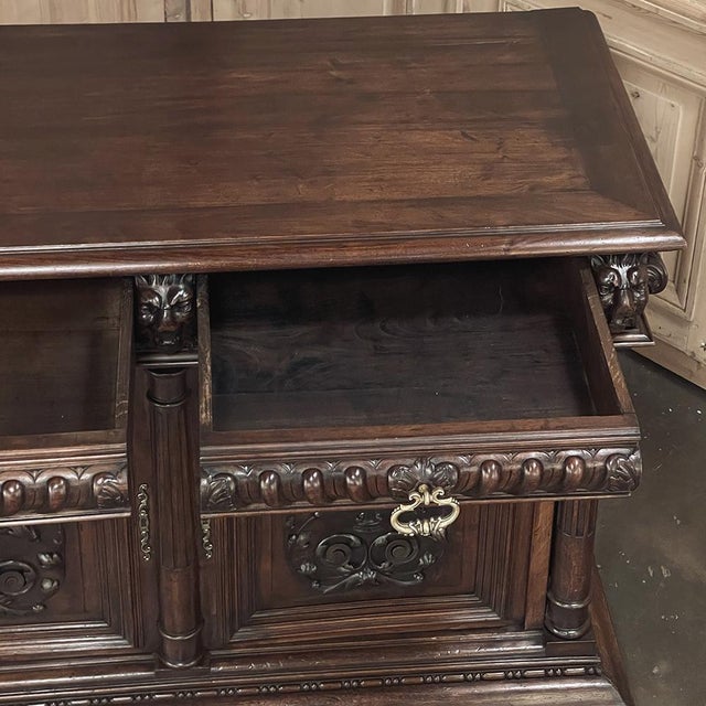 Wood Antique 19th Century French Renaissance Revival Walnut Buffet For Sale - Image 7 of 18