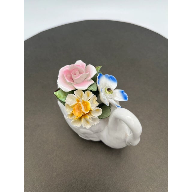 English 1980s Vintage Royale Stratford Staffordshire Capodimonte Style Swan With Flowers Figurine For Sale - Image 3 of 11