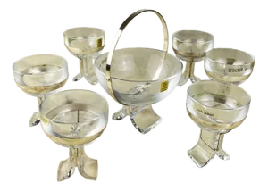 Italian Seven-Piece Set in Crystal and Silver 800 by Taddei Sestini for Kristall Krisla, 1970, Set of 7