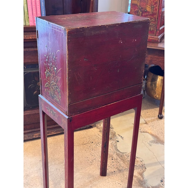 19th Century Red Chinoiserie Painted Cabinet on Stand For Sale - Image 10 of 13