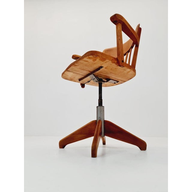 Bauhaus Style Swivel Office Armchair in Wood from Stollgiroflex, 1960s For Sale - Image 6 of 11