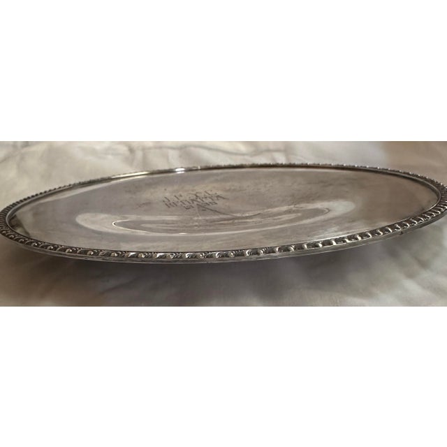 1939 Sailing Regatta 2nd Place Trophy Platter Sail Boat Silver Plated Avon Wm Rogers For Sale - Image 4 of 6