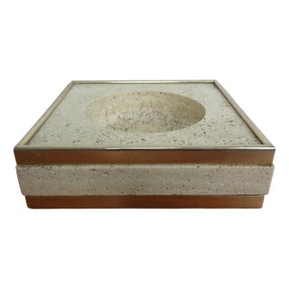 Travertin & Brass Ashtray by Fratelli Mannelli, Italy, 1970s For Sale