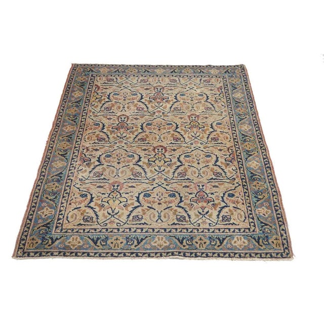 Ecru Antique Afshar Rug 3'5'' x 4'6'' For Sale - Image 8 of 10