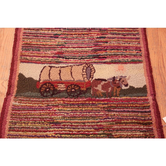 Textile Nazmiyal Collection Antique American Hooked Runner Rug For Sale - Image 7 of 10