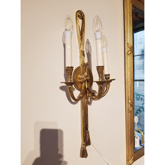 Late 20th Century Brass 3 Arm Sconces From Waldorf Astoria Hotel New York City - a Pair For Sale - Image 4 of 9