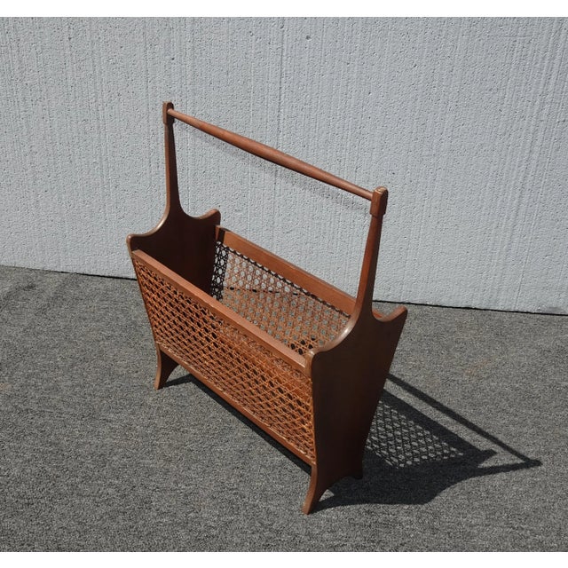 Vintage Mid Century Modern Cane Magazine Rack Chairish