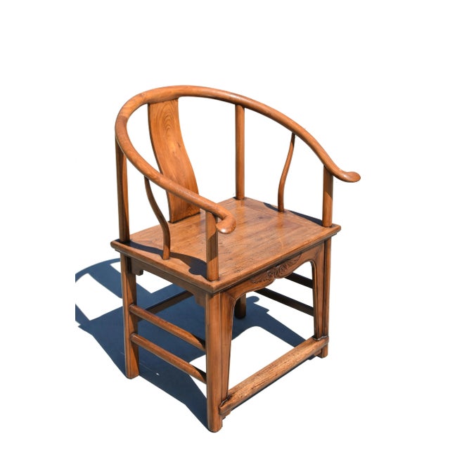 Wood 19th Century Chinese Horseshoe Chairs Pair For Sale - Image 7 of 13