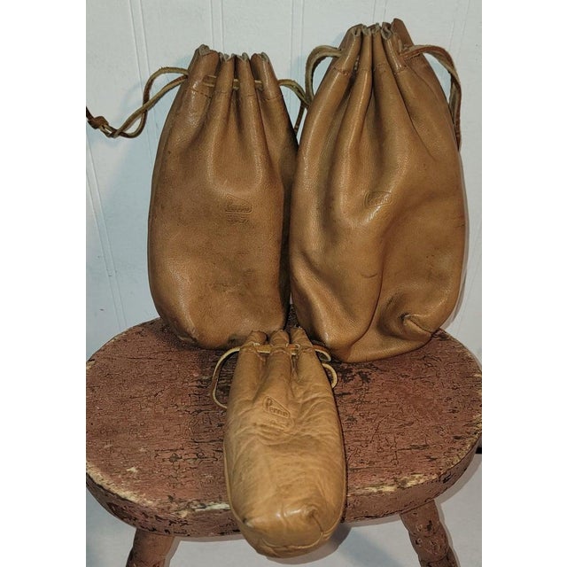 Folk Art 1930s Set of Three Leather Pouches /Bags For Sale - Image 3 of 8