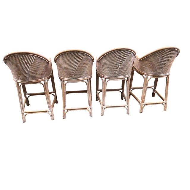 Late 20th Century Split Reed Rattan Bamboo Counter Bar Stool Chairs Henry Link For Sale In New York - Image 6 of 18