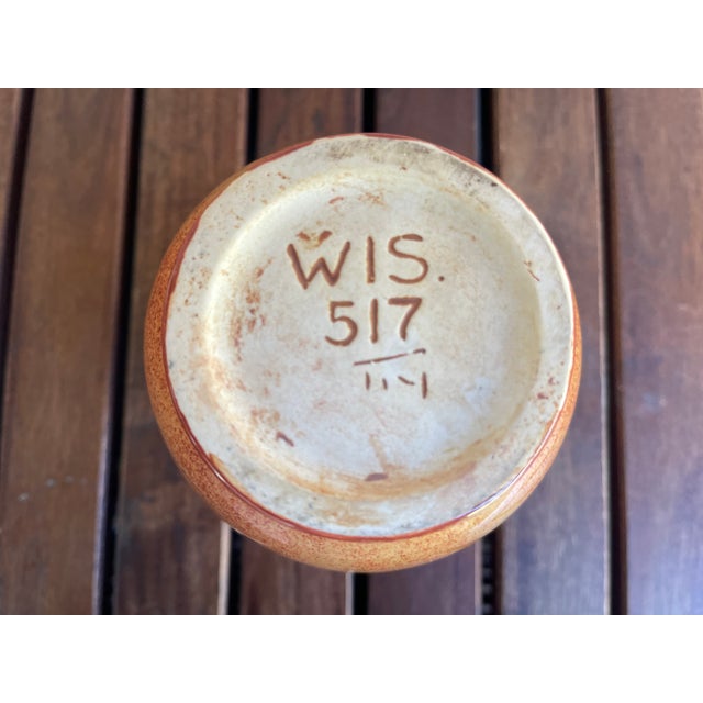 1950s Mid Century Speckled Goldenrod Wisconsin Art Pottery Vase For Sale - Image 5 of 5