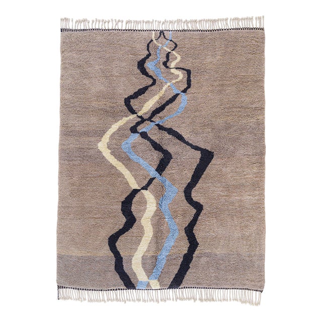 Absatract Hand-Knotted Wool Rug by Azele Studio For Sale