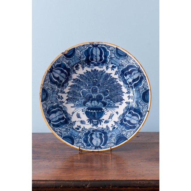 Blue 18th Century Dutch Delft Blue and White Peacock Dish For Sale - Image 8 of 8