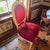Ruby Red Pair French Velvet Silk Fabric Trim Custom Accent Chairs For Sale - Image 9 of 10