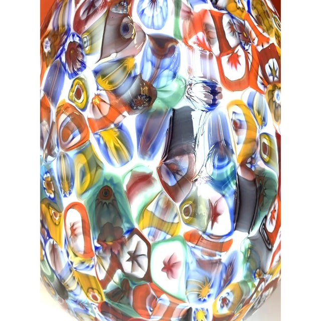 Metal Small Murano-Style Glass Egg Lamp With Multicolored Floral Decoration For Sale - Image 7 of 7