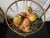 1970s 1970s Hollywood Regency Gilt Metal 3 Tier Fruit Basket With Italian Ceramic Apples For Sale - Image 5 of 8
