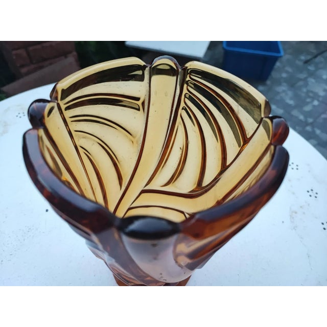 Vintage Art Deco Glass Vase, 1930s For Sale - Image 4 of 6