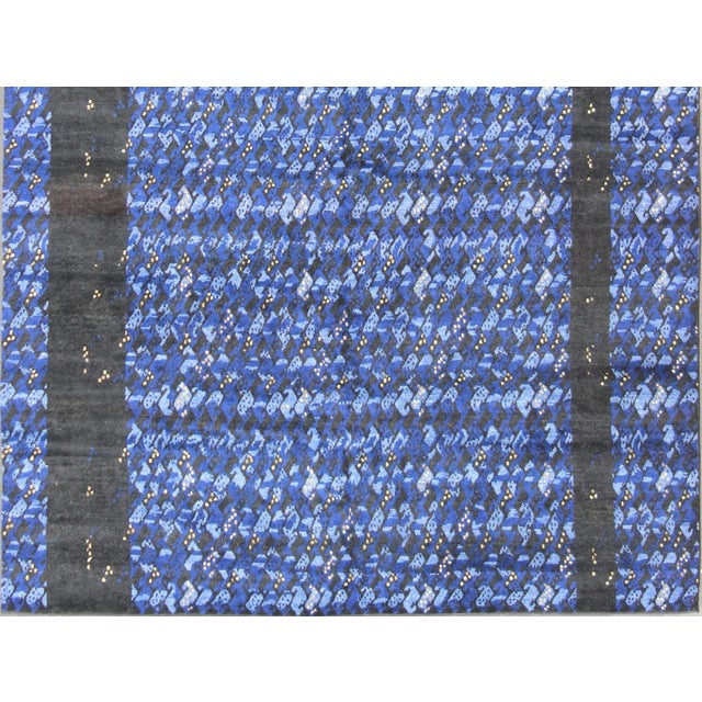 Large Blue Swedish Pile Rug in Blue by Keivan Woven Arts 10'2"x13'9 For Sale - Image 4 of 13
