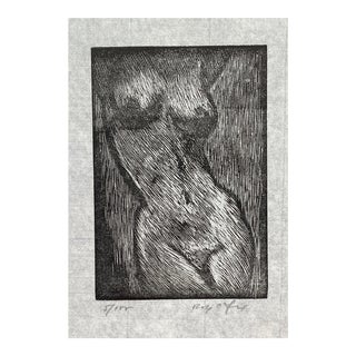 1940s Roy Fox Female Nude Torso Wood Engraving For Sale