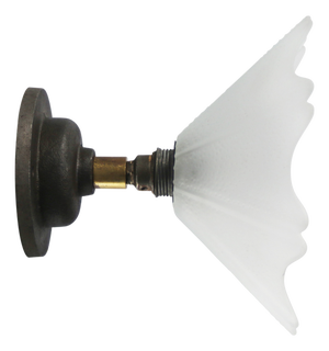 Frosted Glass, Cast Iron and Brass Wall Sconce