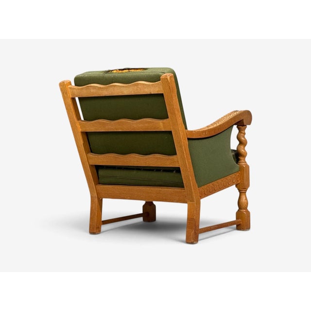 Henning Kjaernulf Style, Lounge Chairs, Oak, Fabric, Denmark, 1970s For Sale - Image 12 of 12