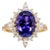 Royal Elegance - 3.7cts Tanzanite and Natural Diamonds 14k Gold Ring, Size 6.75 For Sale