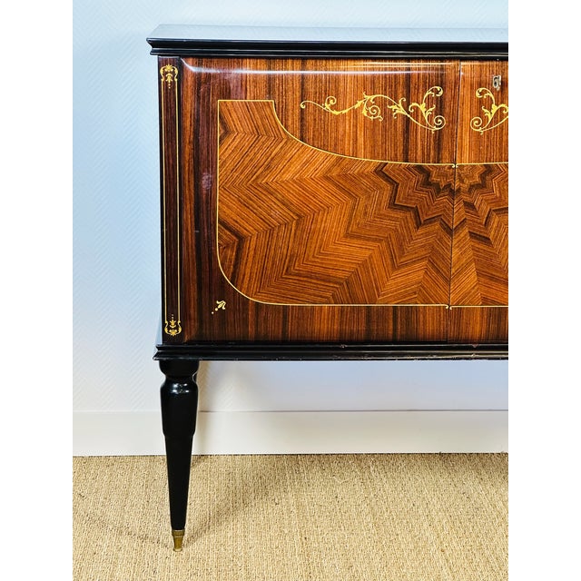 Low French Modernist Sideboard in Marquetry by André Arbus, 1950s For Sale - Image 14 of 16
