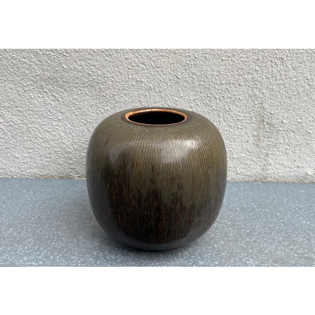 Mid-Century Modern Mid-Century Stoneware Vase in Brown Glazes by Valdemar Petersen for Bing & Grondahl, 1960s For Sale - Image 3 of 9