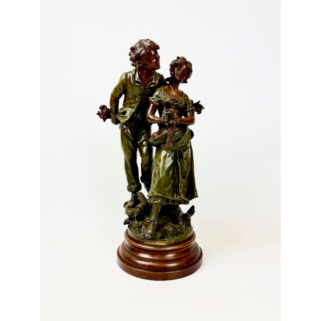 Antique 19th Century French Patinated Bronzed Spelter Jour de Fete Sculpture by L. & F. Moreau For Sale - Image 17 of 17