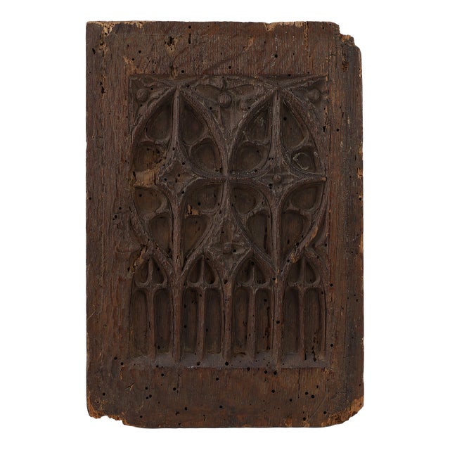 Gothic Carved Oak Relief Panel, France, 15th Century For Sale