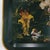 Vintage Dark Green Lacquer Rectangular Tray With Hand Painted Gold Asian Festival Scene and Chinoiserie Style For Sale - Image 9 of 14