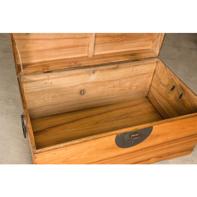 Vintage Chinese Pine Blanket Chest or Coffee Table with Brass Hardware For Sale In New York - Image 6 of 18