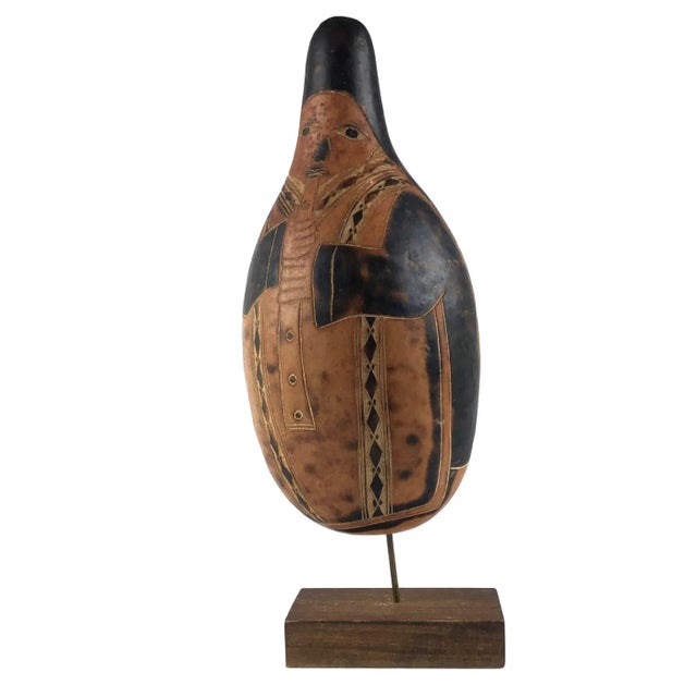 1960s Vintage Artisan Painted Wood Gourd Statue For Sale - Image 5 of 9