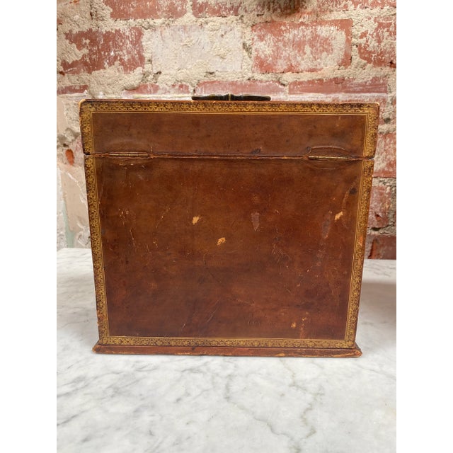 Brown Vintage 1950s Leather Bar Set Box For Sale - Image 8 of 9