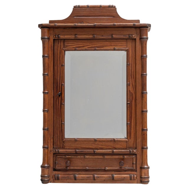 1900s French Mini French Faux Bamboo Armoire For Sale - Image 15 of 18