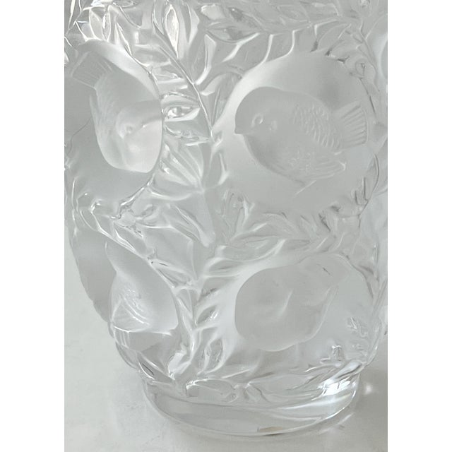 Mid 20th Century Antique Rene Lalique 1939 Design Bagatelle Vase of High Relief Sparrows in Foliage For Sale - Image 5 of 11