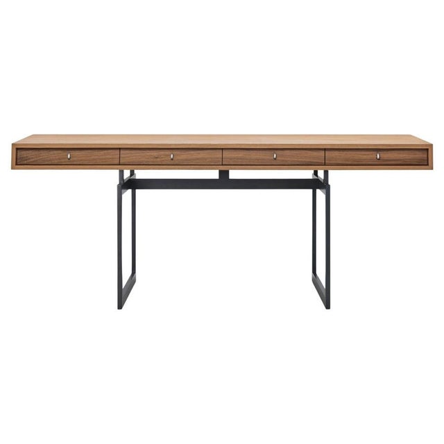 Bodil Kjaer, 1959 Stainless Steel And Walnut Office Desk For Karakter Coveted by renowned modernist architects Marcel...