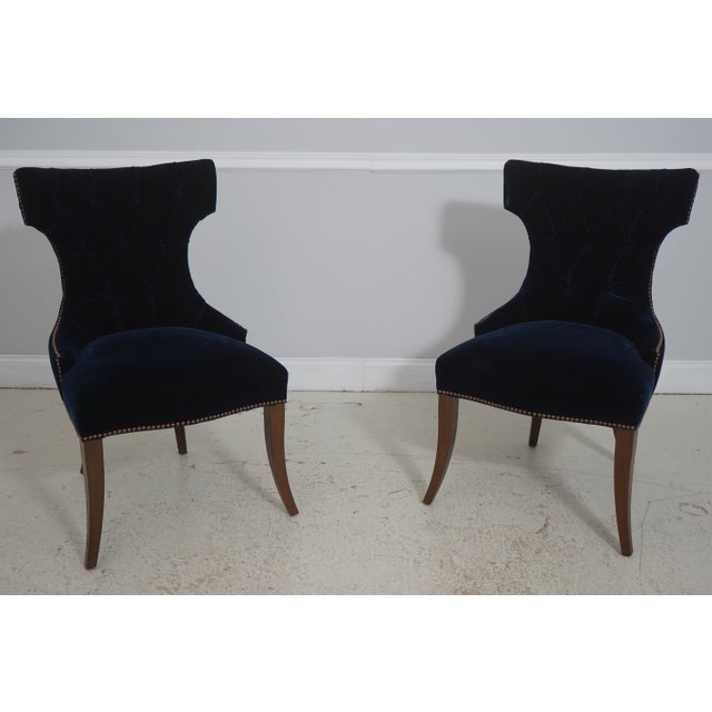 Set of 12 Ralph Lauren Design Blue Velvet Dining Room Chairs For Sale - Image 13 of 18