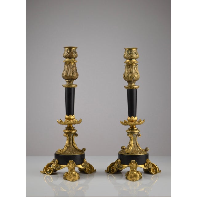 Antique French Gilt Bronze and Marble Candlesticks, 1890s, Set of 2 For Sale - Image 14 of 14