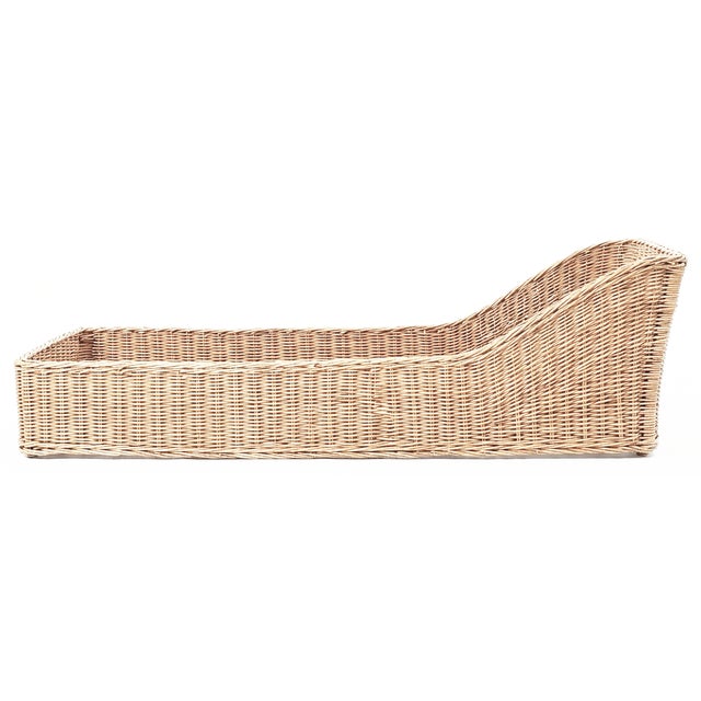 Coastal Chic Ralph Lauren Style Bamboo / Braided Natural Rattan Chaise / Daybed For Sale - Image 9 of 10