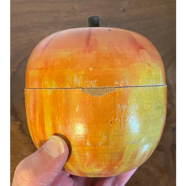 Antique Early 20th Century Paint Decorated Carved Wood Apple Box For Sale - Image 9 of 15